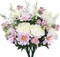 20.5inch Silk Artificial Spring Flowers 2 Bundles - White Peony, Purple Daisy Fake Wildflowers & White Hyacinth, Faux Grave Flowers for Cemetery, Wedding Centerpieces, Home Decor, Table Vase